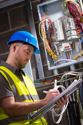 Readings being logged in by an electrician