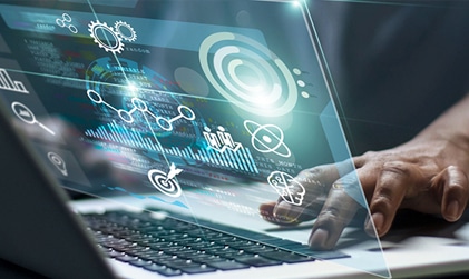 Professional analyzing workforce data and automation trends to support recruitment and staffing services across industries.