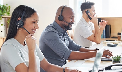 Customer service team offering workforce support and staffing solutions for call centres, offices, and client service roles.