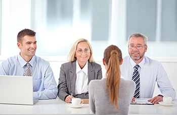 A lady given a panel interview