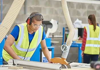 Young Carpenter in a Woodshop Working as Temporary Staff