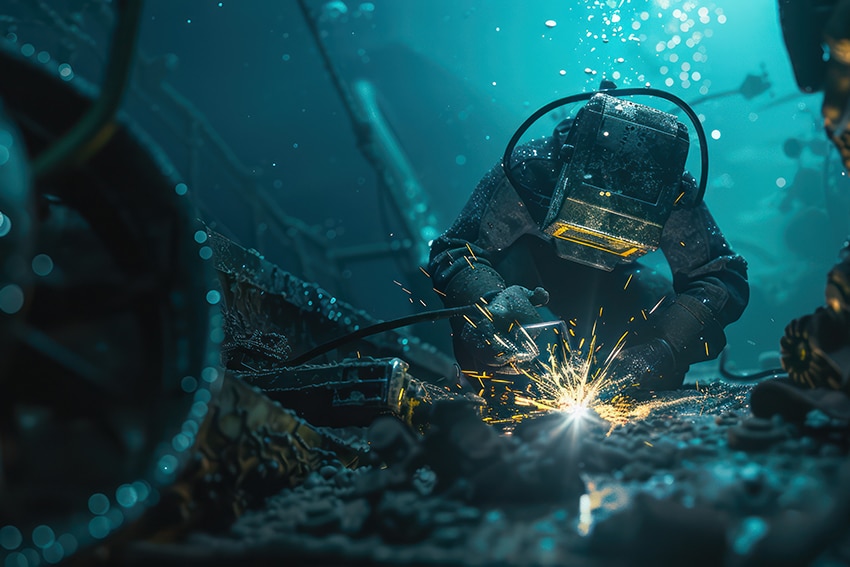 Underwater welding jobs in Canada in action
